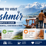 Best time to visit Kashmir travel guide featuring Dal Lake, snow-capped mountains, houseboats, seasonal attractions, and family-friendly holiday experiences by Travocation Group.