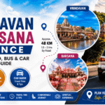 Vrindavan to Barsana distance travel guide featuring road route, bus and car travel options, travel time, temples, and sightseeing highlights.
