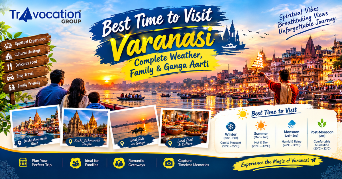 Best time to visit Varanasi with weather guide, Ganga Aarti, family travel, boat rides, temples, and cultural experiences